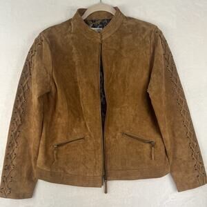 Back in the Saddle Marfa Suede Leather Jacket Women S Brown Western Lace Up